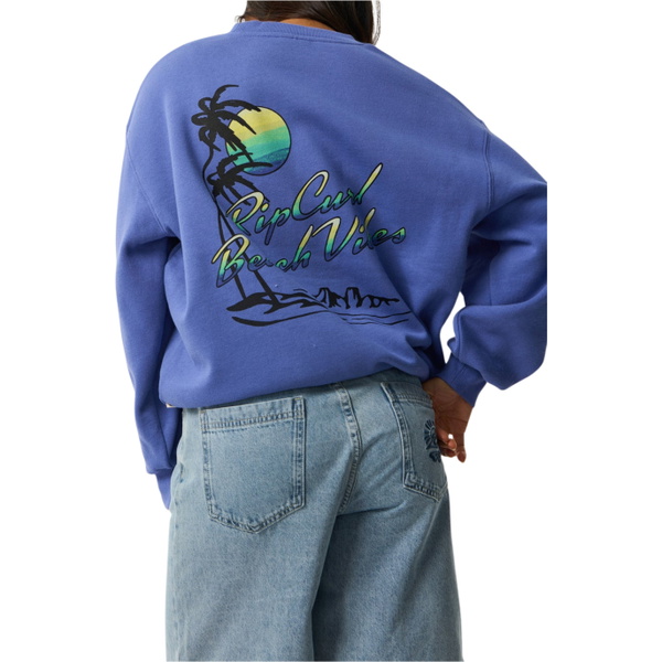 Rip Curl Womens Beach Vibe Heritage Crew 0EMWFL - Mid Blue